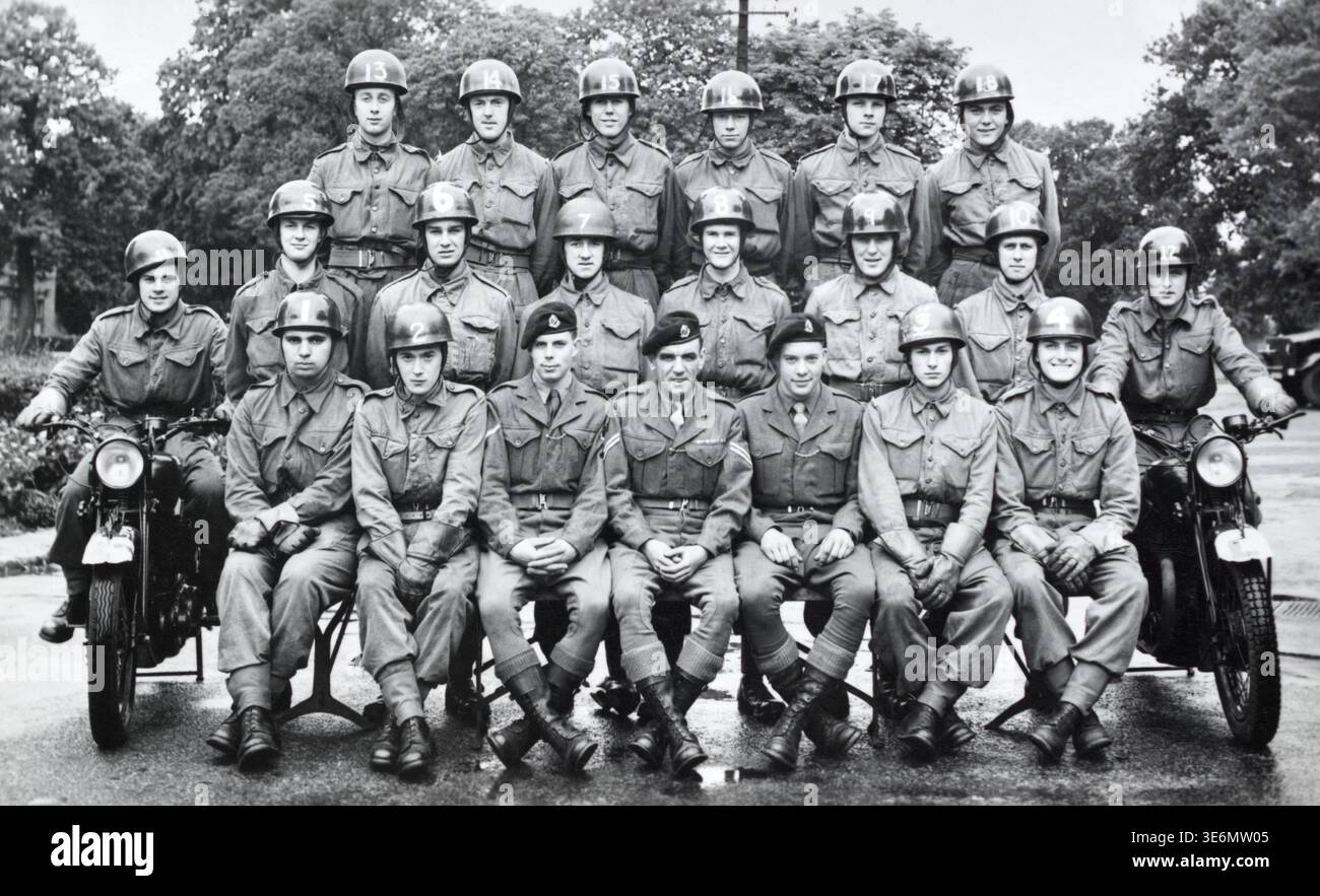 royal-military-police-motorcycle-riders-in-training-c-1950s-stock