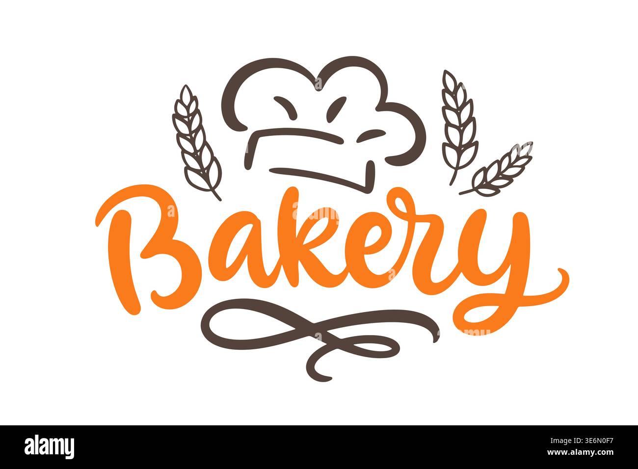 Bakery lettering modern calligraphy with chef hat Stock Vector