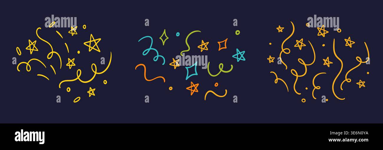 Confetti doodle line shape set vector Illustration Stock Vector