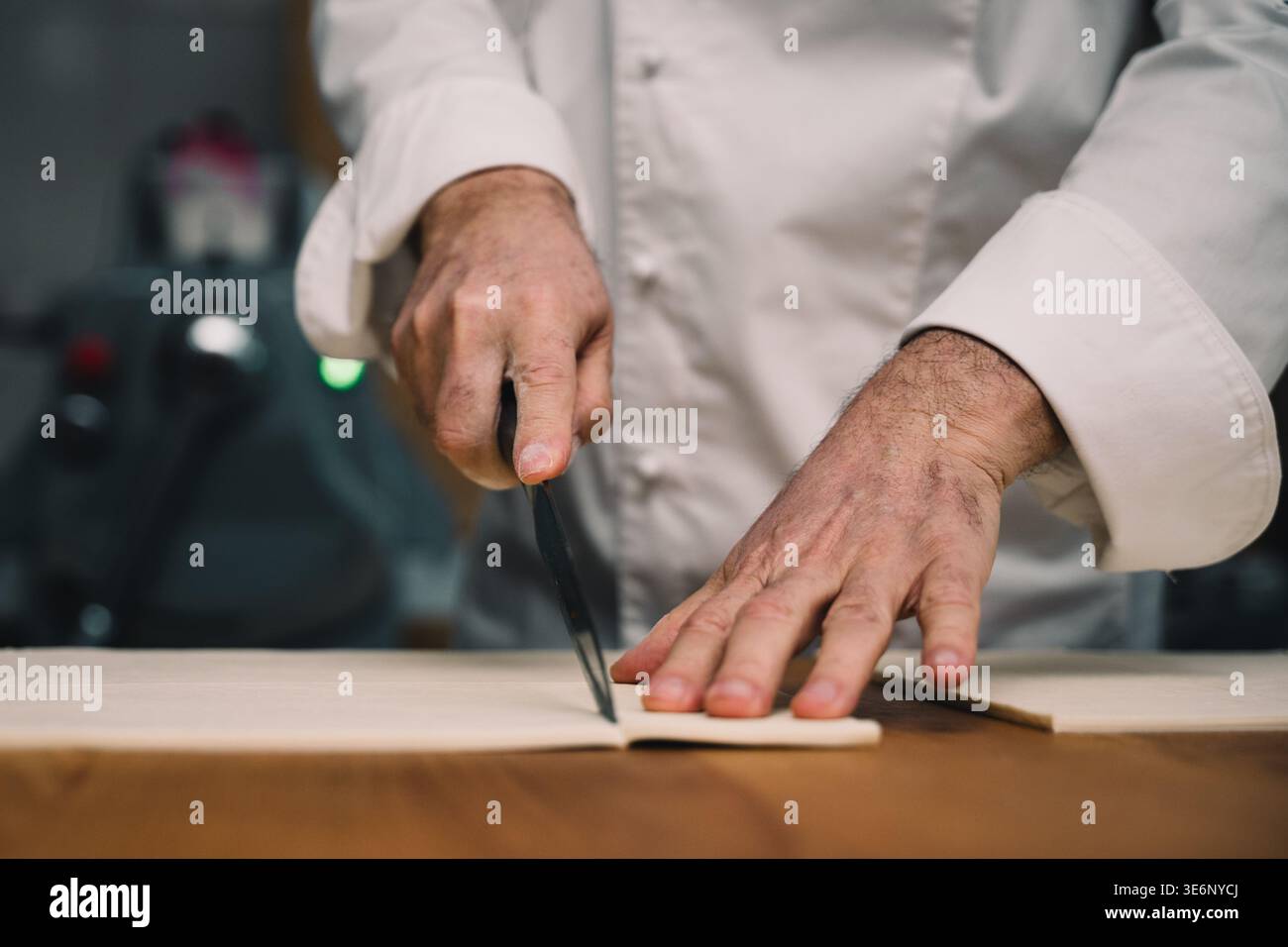preparing dough for French chocolate bread Stock Photo