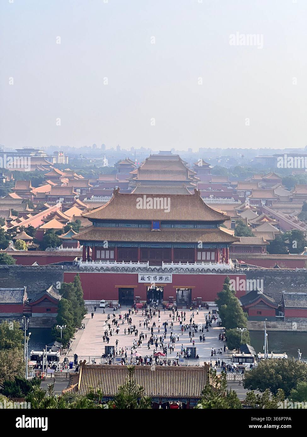 Panoramic view over the Forbidden City from Jingshan Park in Beijing, China. - Smartphone Captured Stock Image
