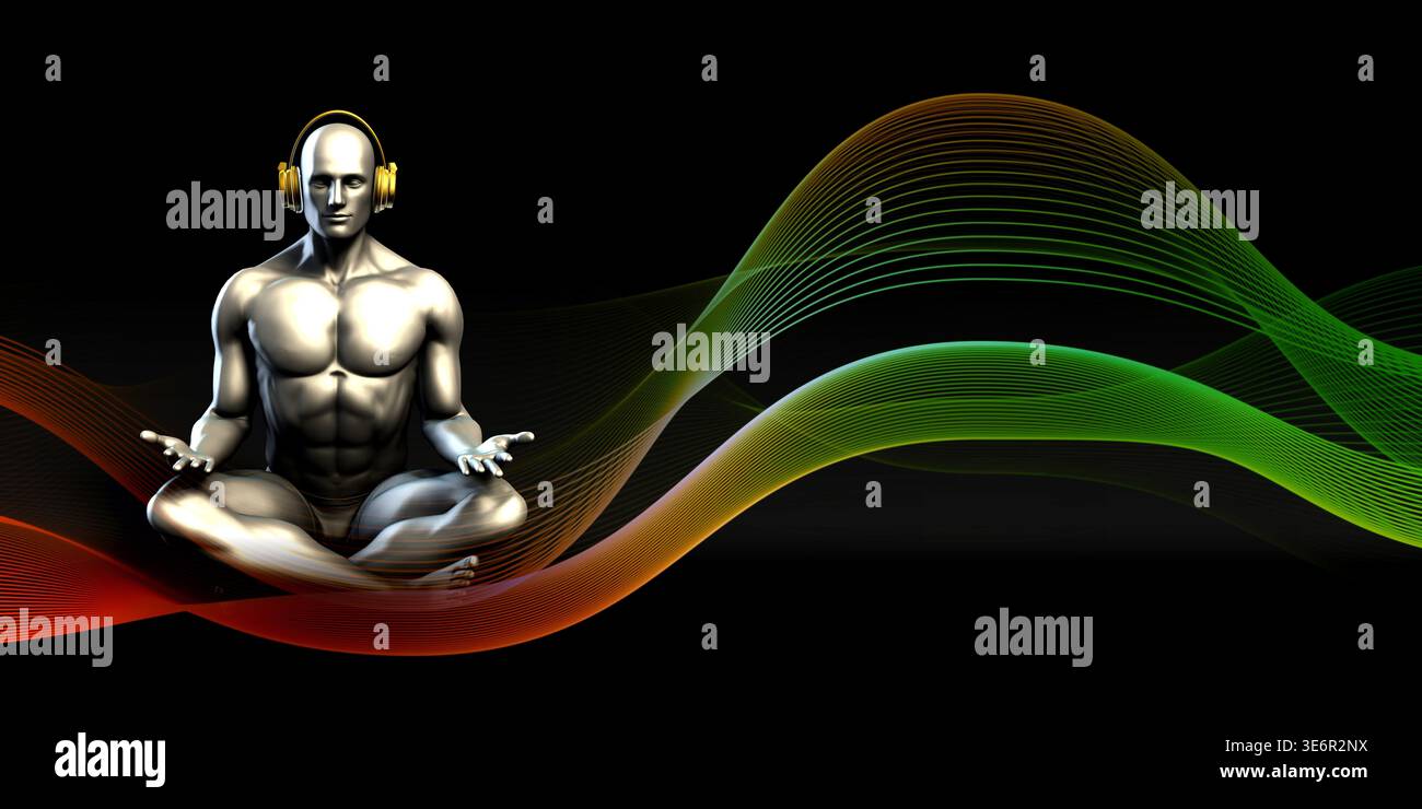 Futuristic Design Showcasing Immersive Sound Wave Meditation Experience Stock Photo