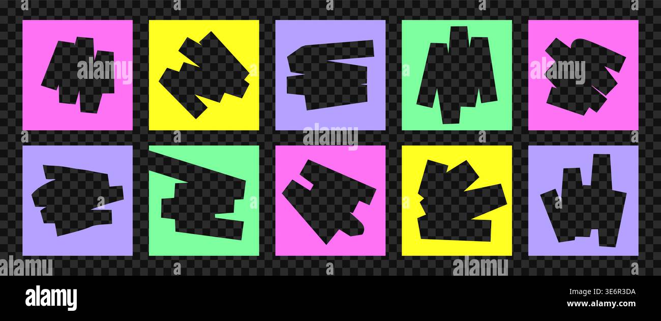 Bold Template set. Marketing flyer or social media post. Collage elements and brush strokes. Perfect for promotion and advertising. Vector geometric Stock Vector