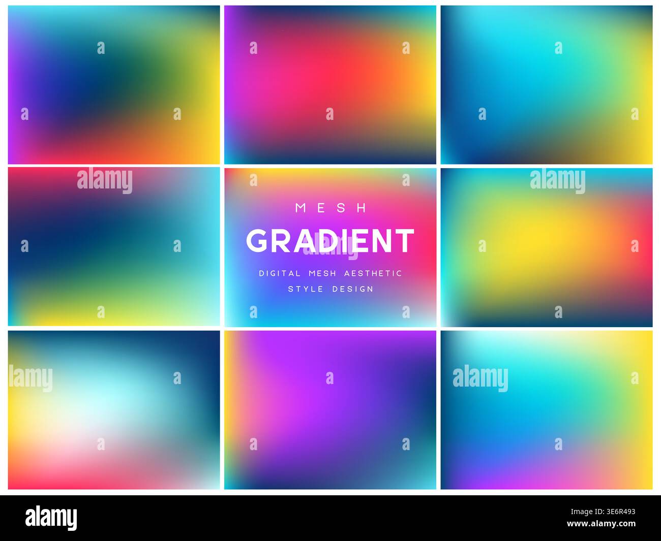 Colorful Gradient Background Neon Collection of vibrant neon mesh gradients. Abstract colorful ...