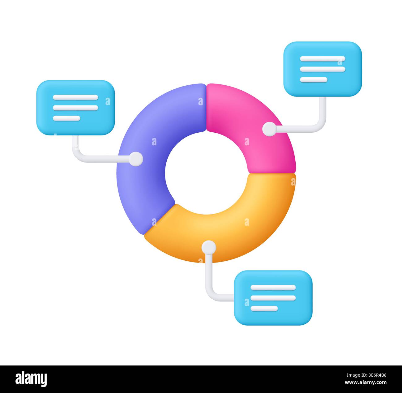 Chart diagram connected with blue bubble label with text lines. Presentation, infographic, analytics, statistics, data analysis and visualization conc Stock Vector