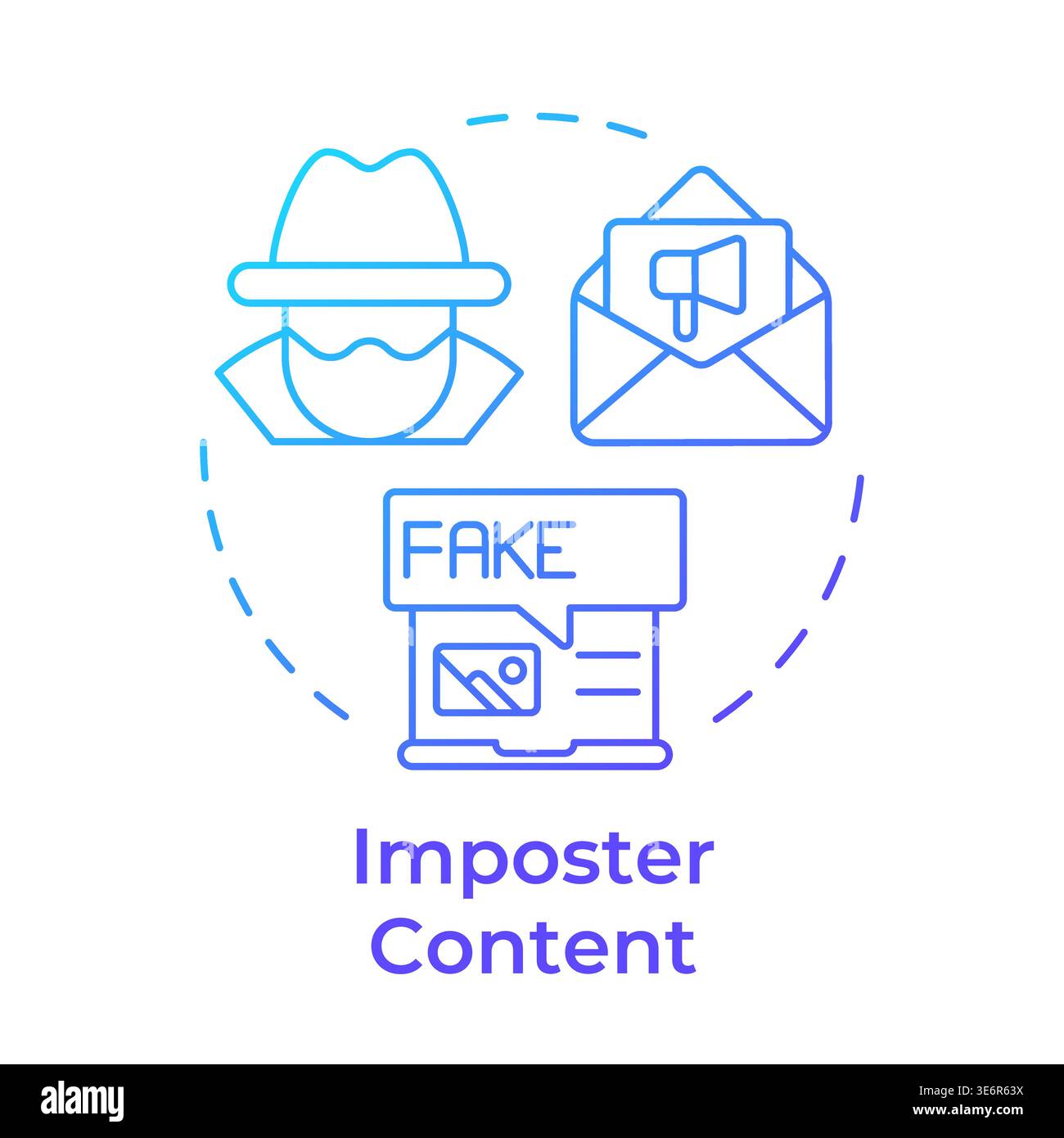 Imposter content blue gradient concept icon Stock Vector