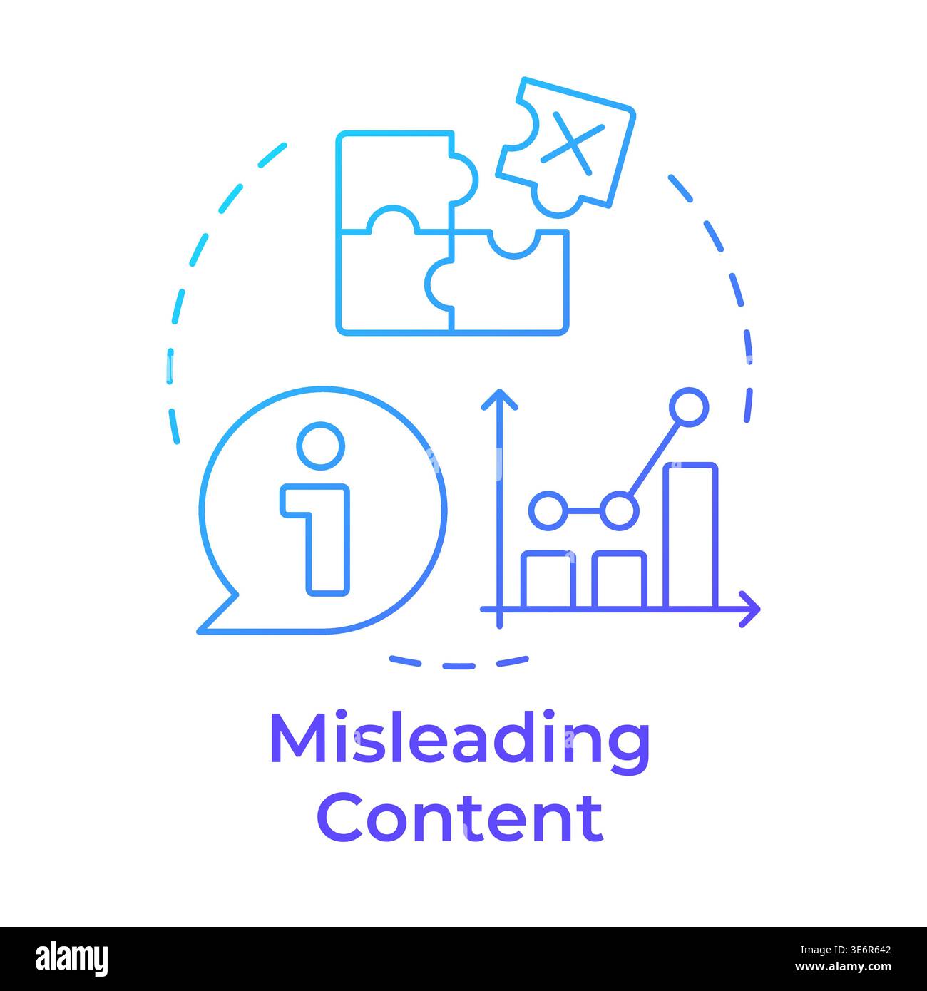Misleading content blue gradient concept icon Stock Vector