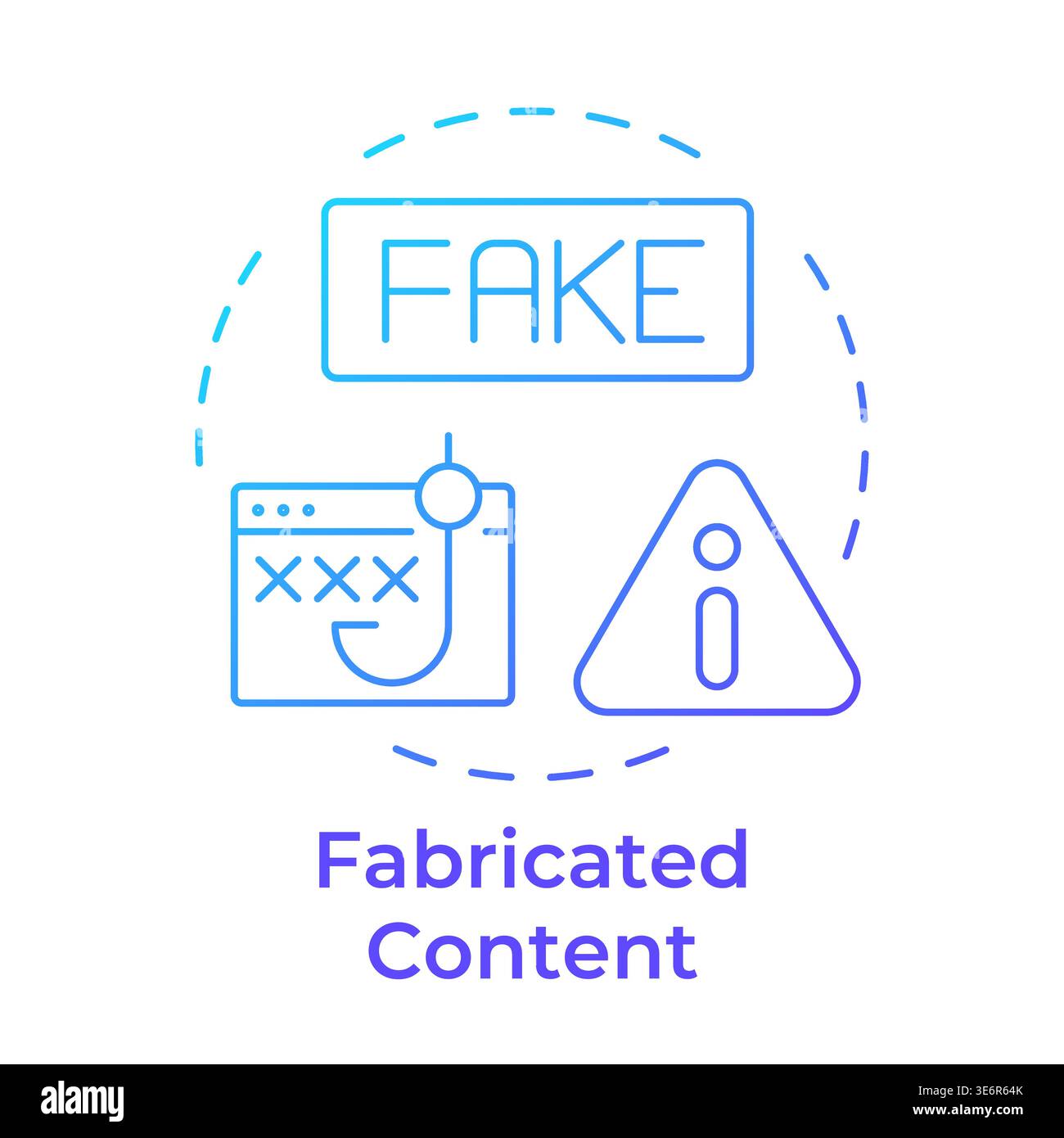 Fabricated content blue gradient concept icon Stock Vector