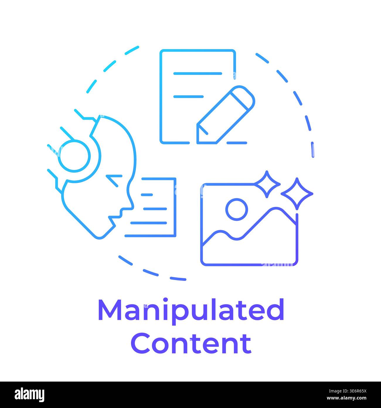 Manipulated content blue gradient concept icon Stock Vector