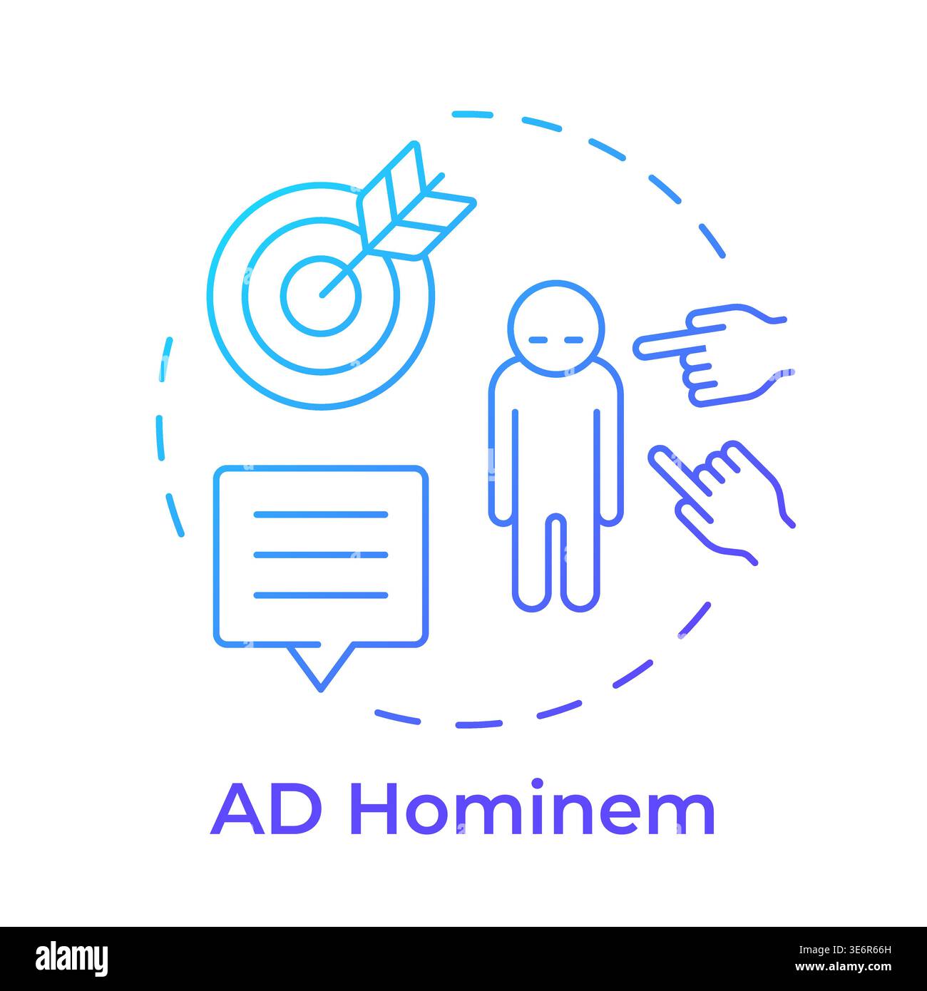 AD hominem blue gradient concept icon Stock Vector