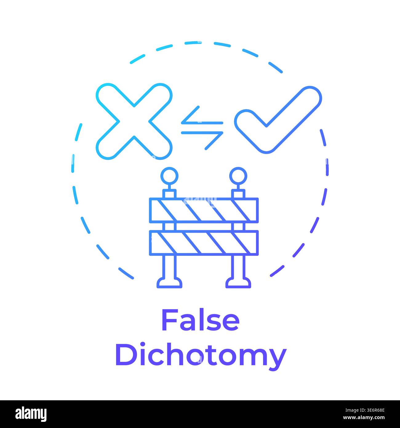 False dichotomy blue gradient concept icon Stock Vector