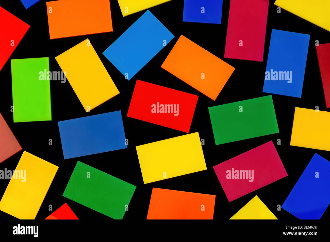 Colourful acrylic Glass Samples on a dark background Stock Photo
