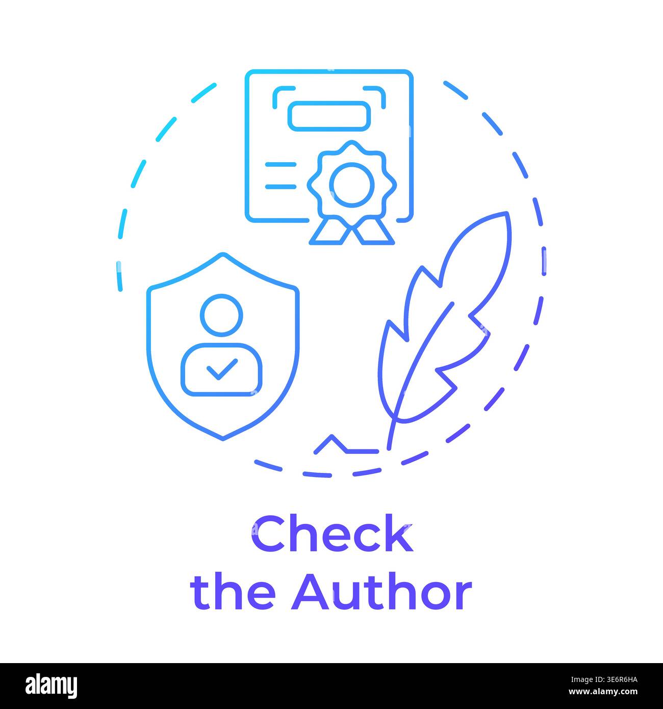 Check the author blue gradient concept icon Stock Vector