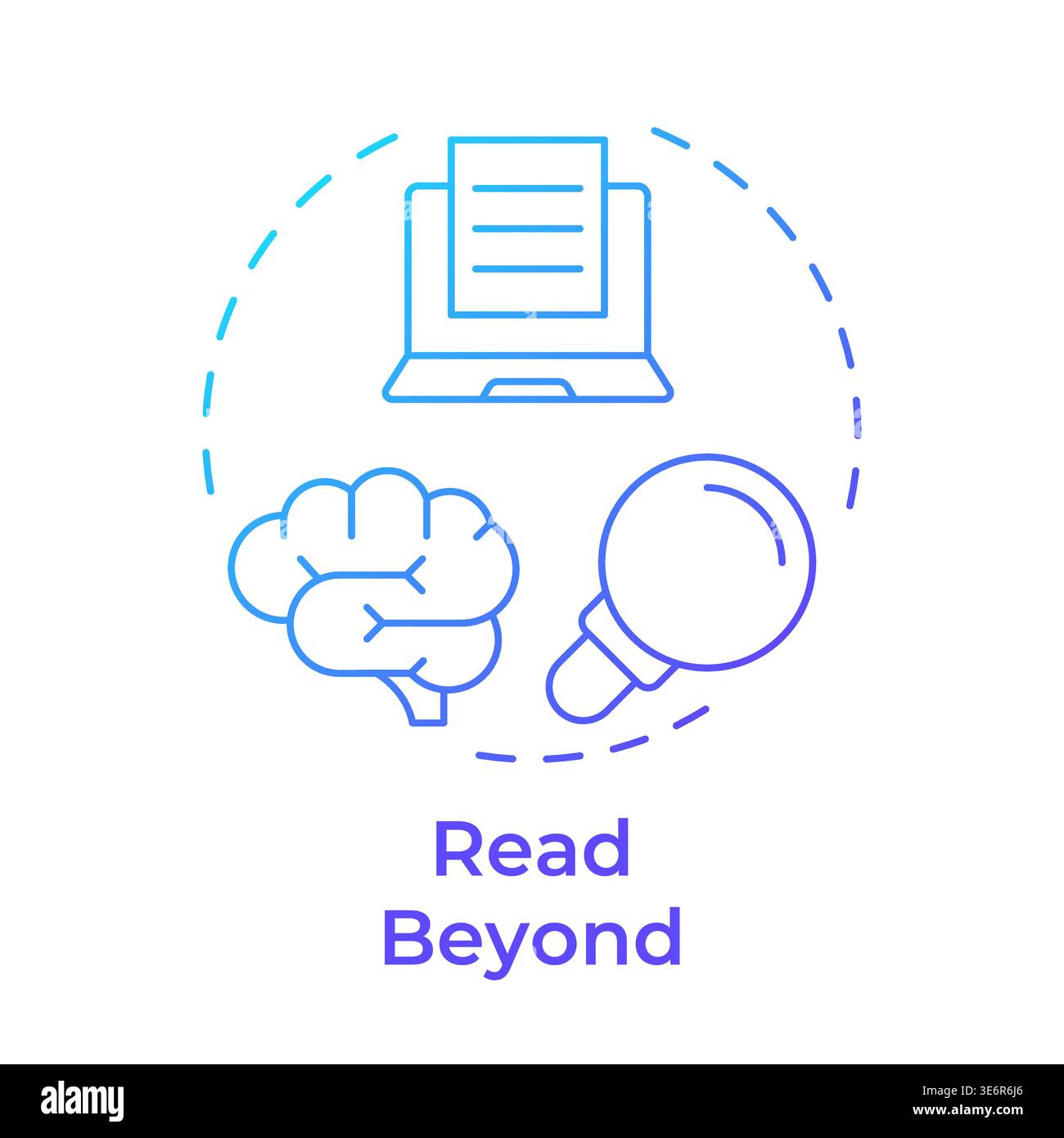 Read beyond blue gradient concept icon Stock Vector
