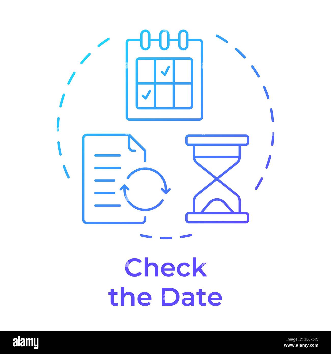 Check the date blue gradient concept icon Stock Vector