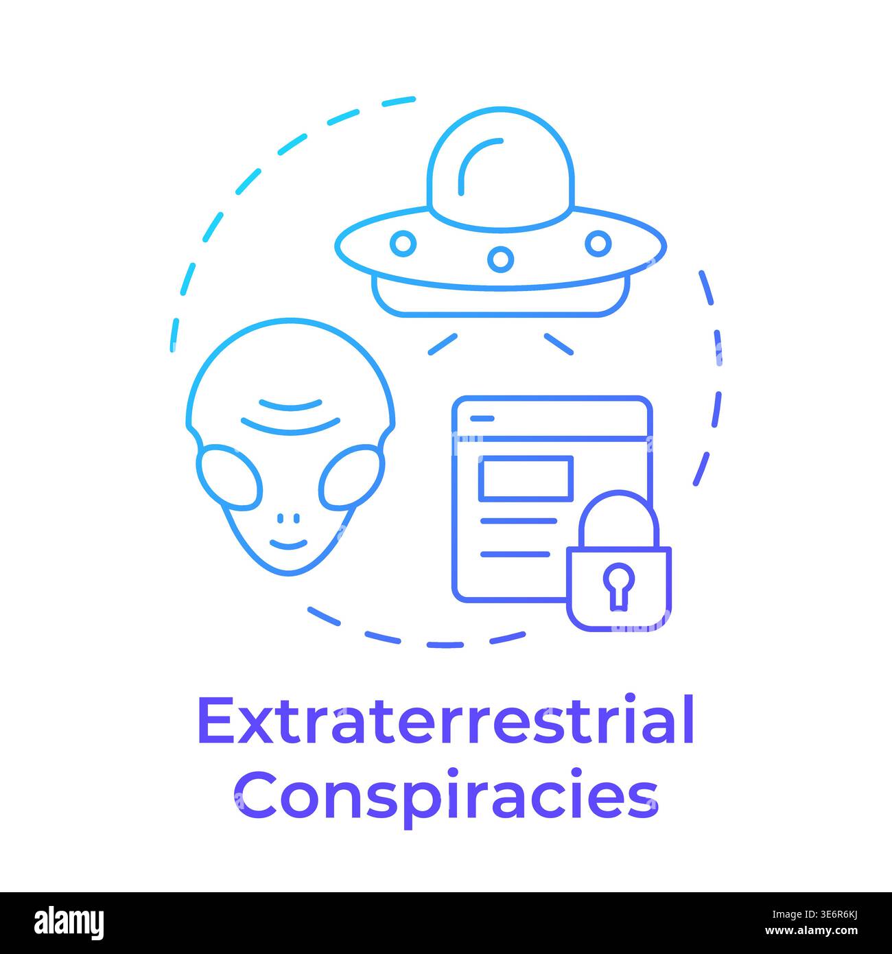 Extraterrestrial conspiracies blue gradient concept icon Stock Vector