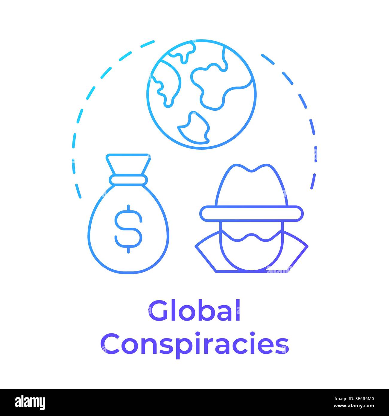 Global conspiracies blue gradient concept icon Stock Vector