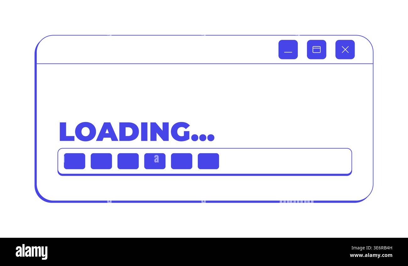Loading bar process neo brutalism line popup window Stock Vector
