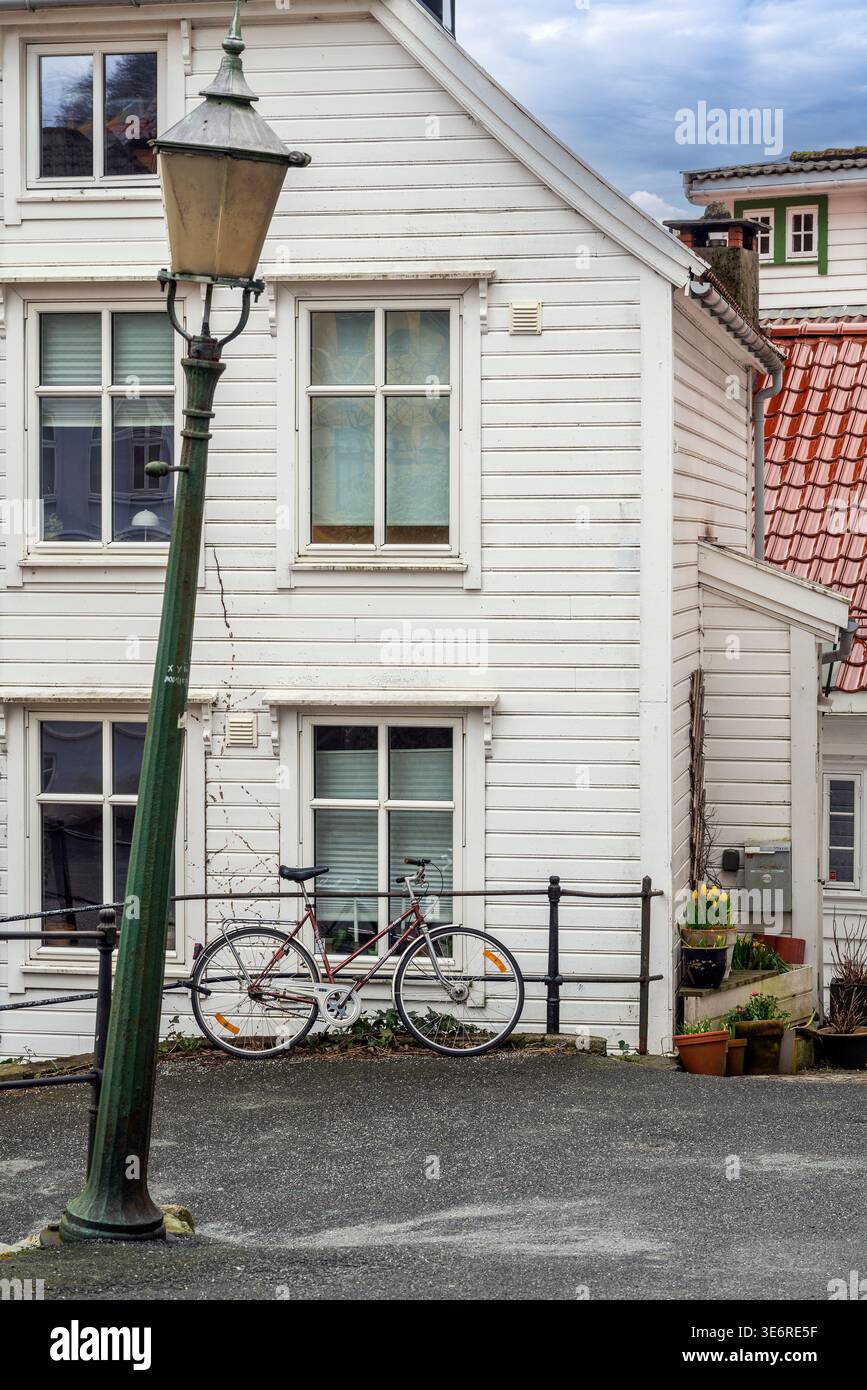 Charming street, Bergen, Vestland, Norway Stock Photo