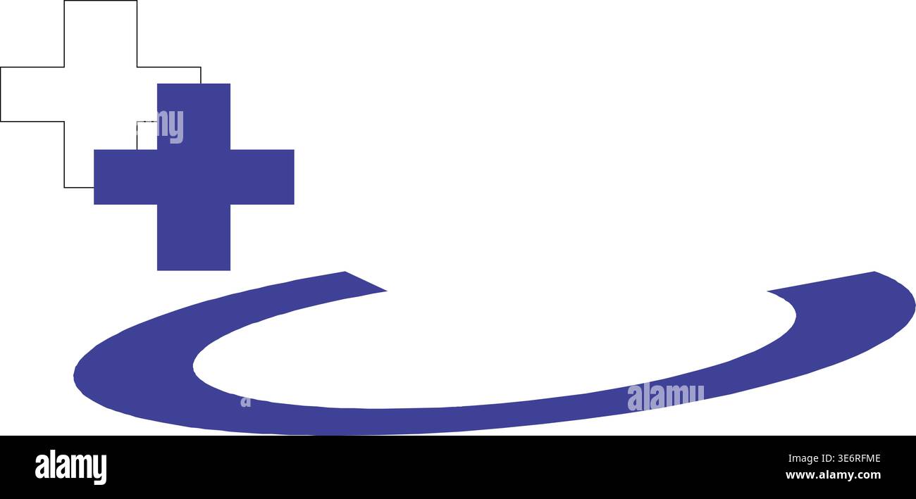 A clean, minimalist vector-style graphic featuring a solid blue cross ...