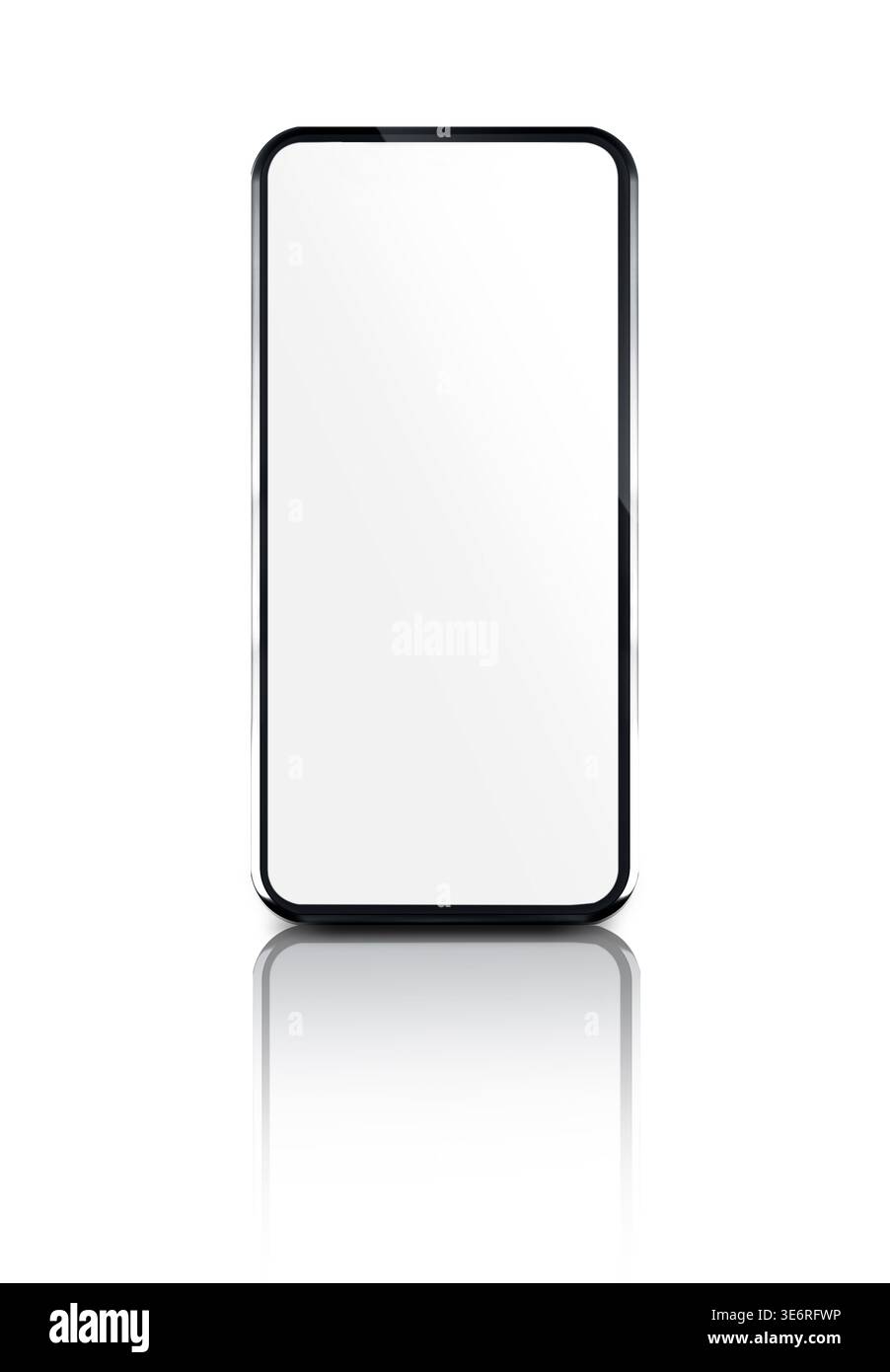 Modern smartphone mockup with a blank white screen and reflection ...