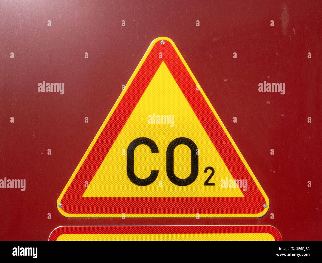 triangular co2 traffic sign icon for environment, emissions, air ...