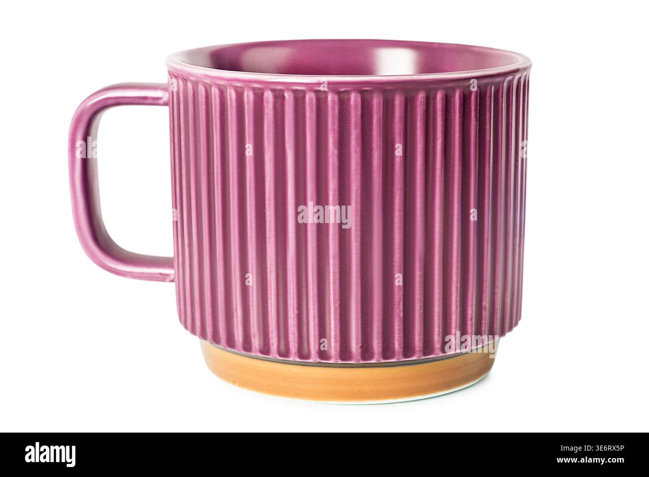 Pink ceramic empty tea cup isolated on white background Stock Photo