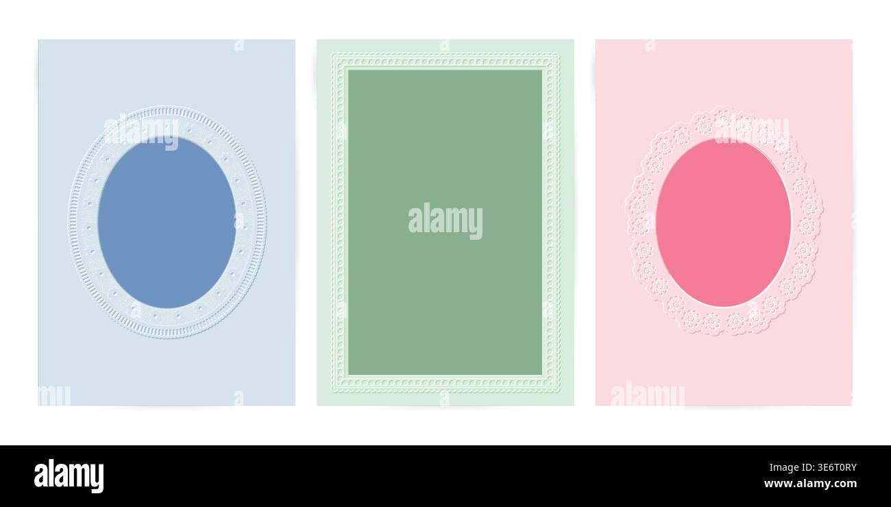 Elegant Oval And Rectangle Embossed Frames. Card Invitation or Photo Frame Vector template. Stock Vector