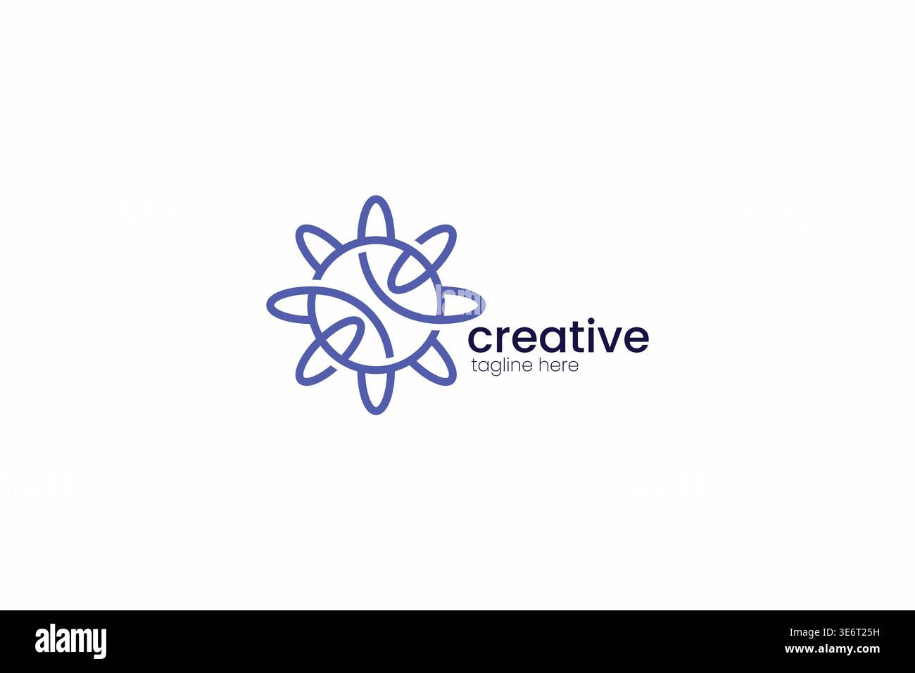 Creative Orbit Logo with One Line Loops Representing Atom, Connection, and Innovation Stock Vector