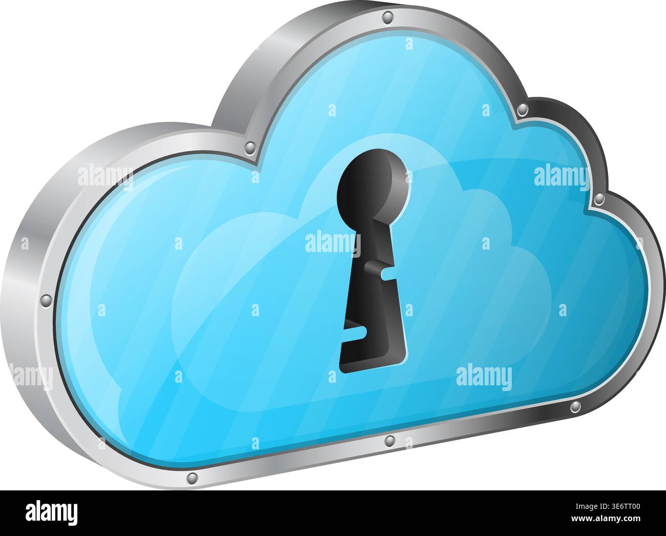 Security Cloud Computing Concept with Keyhole, icon isolated on white background, vector Stock Vector
