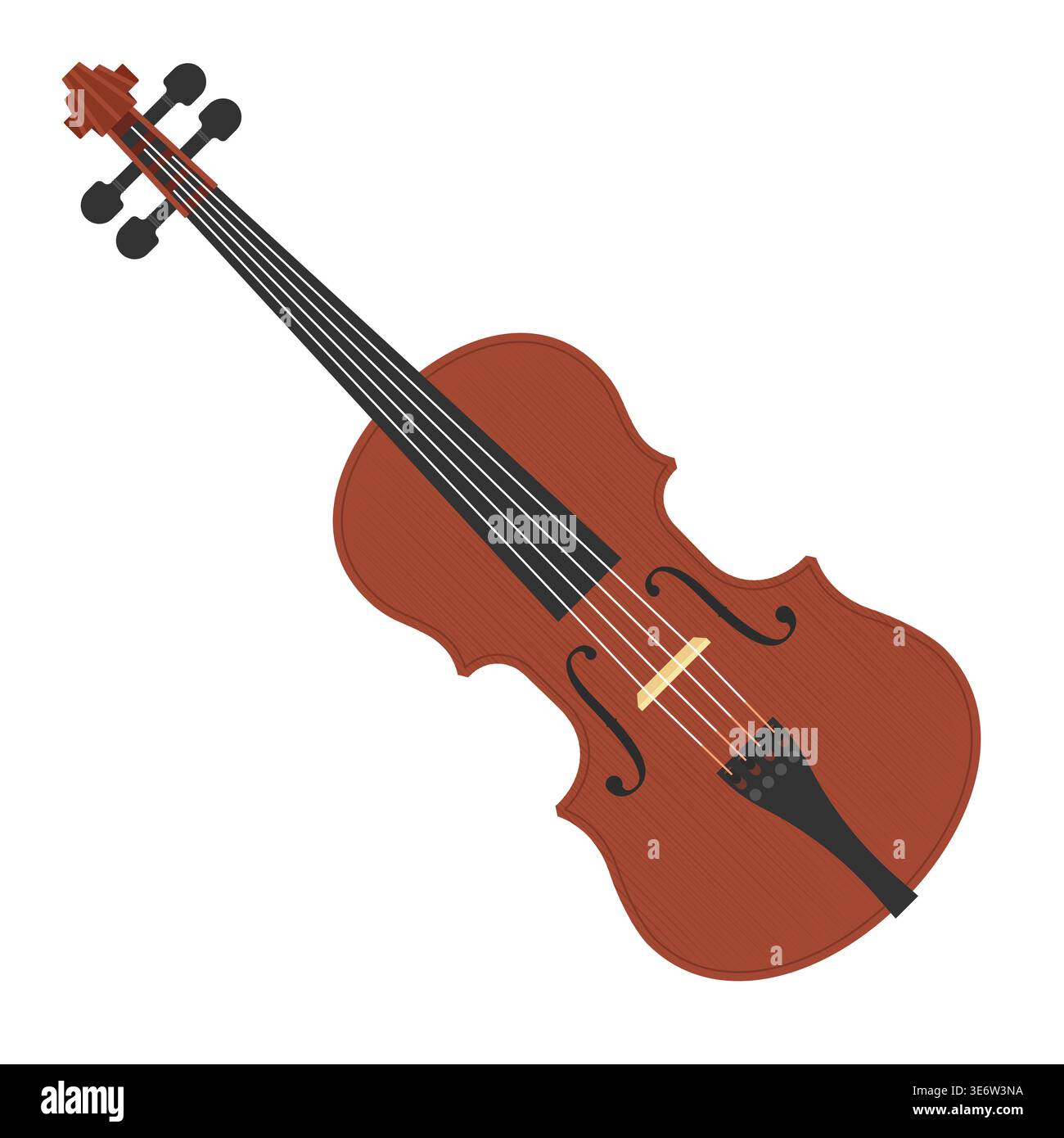 Flat Design Violin Vector Illustration Diagonal with on White Background Stock Vector