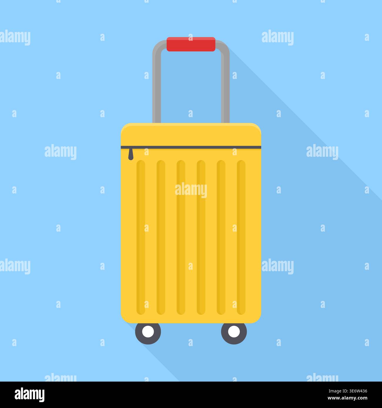 Yellow Travel Suitcase Flat Vector Icon Illustration Stock Vector