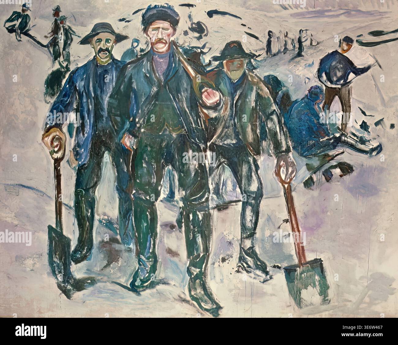 Labor Scenes Edvard Munch – Workers in Snow, 1910 – oil painting, labor scene ...