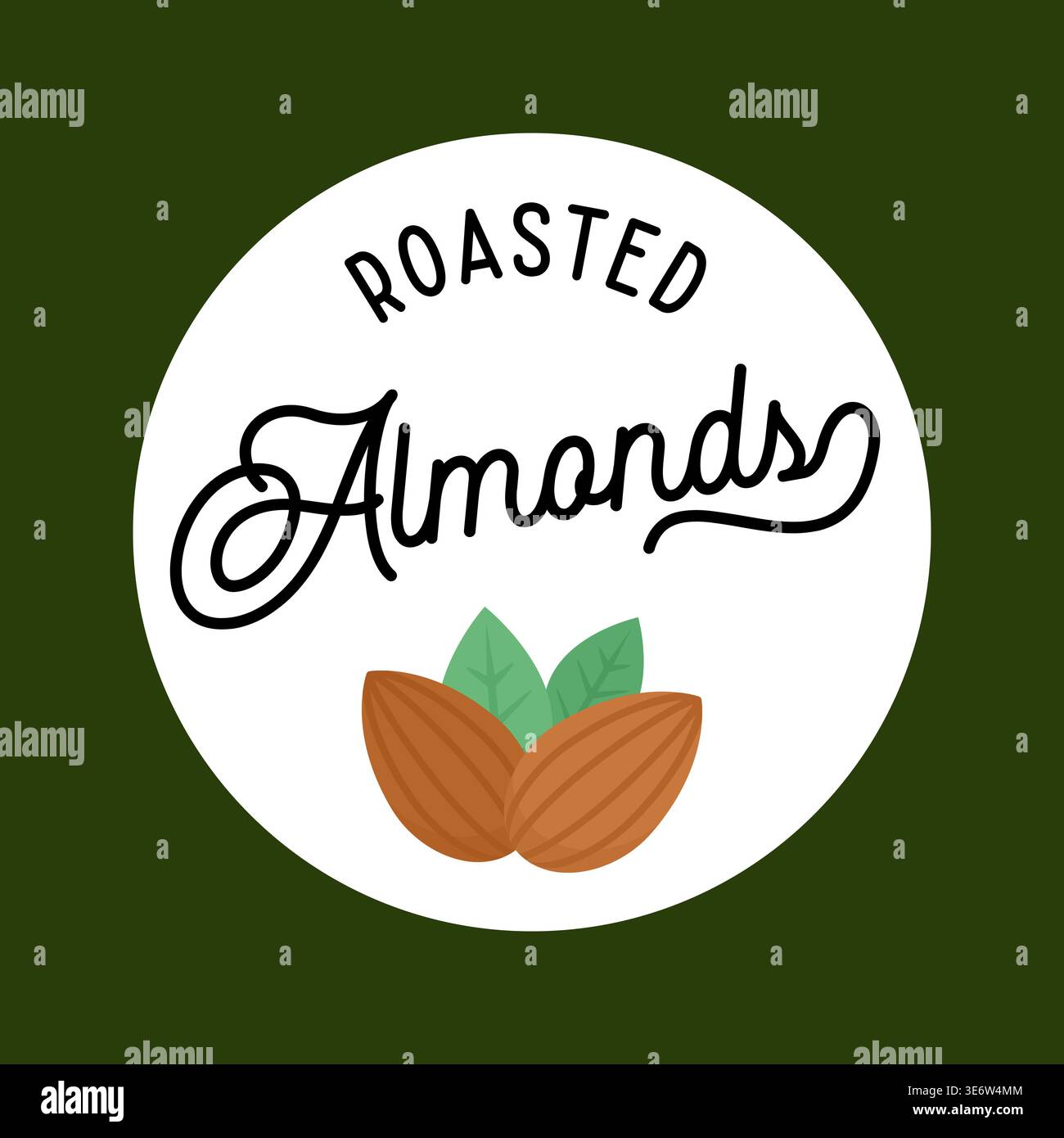Roasted Almond Nuts Script Text Logo Vector Illustration Design Stock Vector