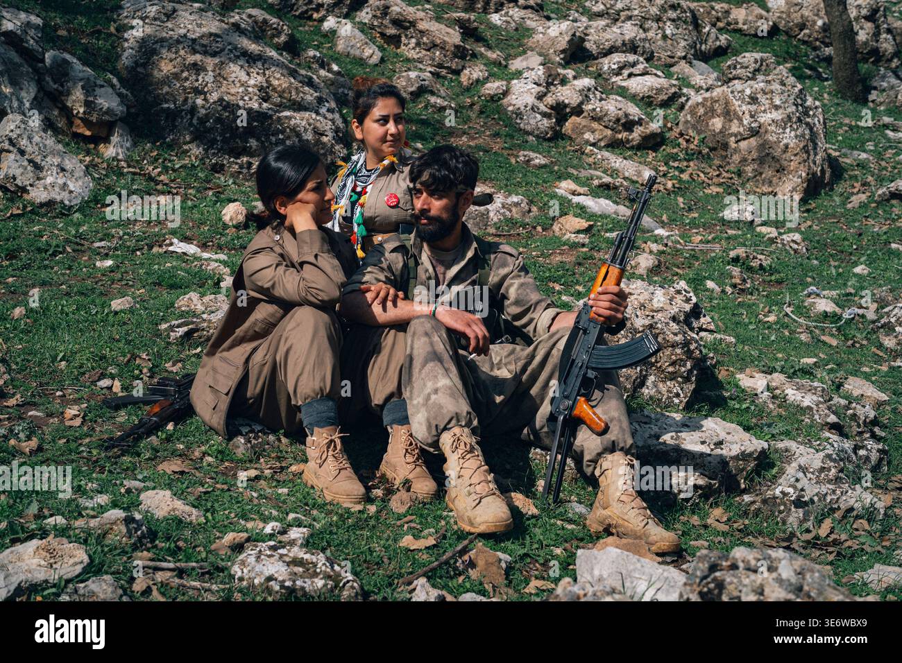 Iraqile A group of Peshmerga fighters from the Komala-RB party in the mountains ...