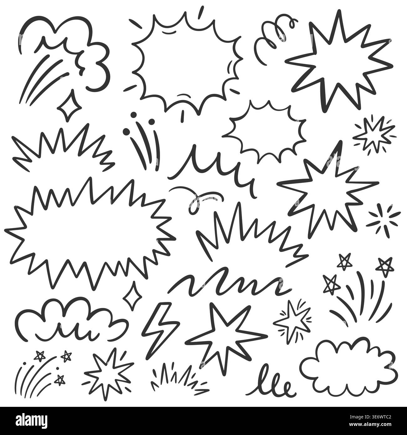 Stars, burst shapes, speech bubbles set elements  Stock Vector