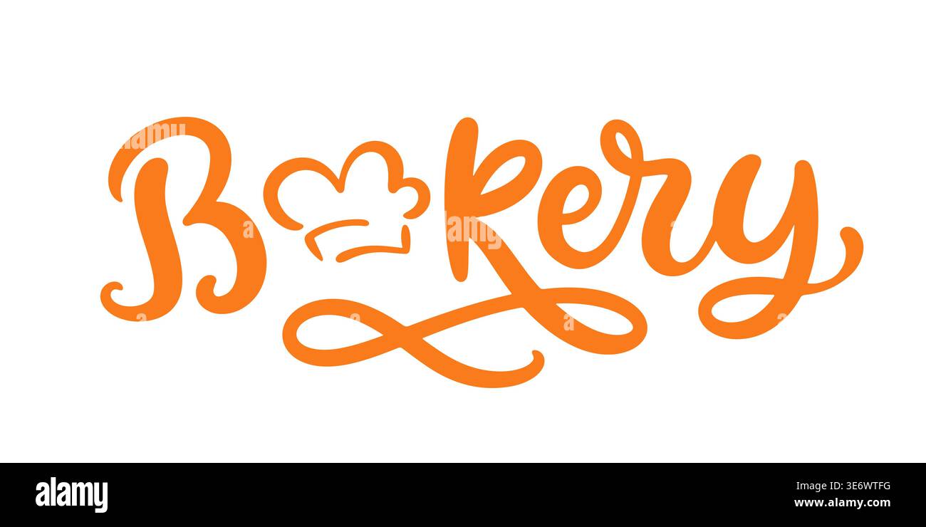 Bakery lettering modern calligraphy with chef hat Stock Vector