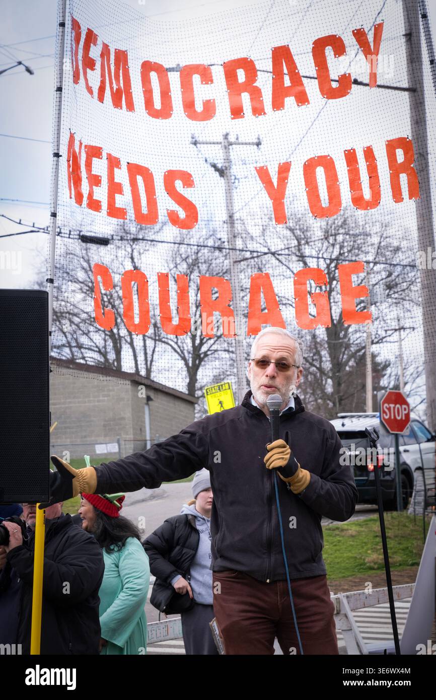 A scene from the 2026 No kings Day Rally in Beacon, New York. Rabbi ...