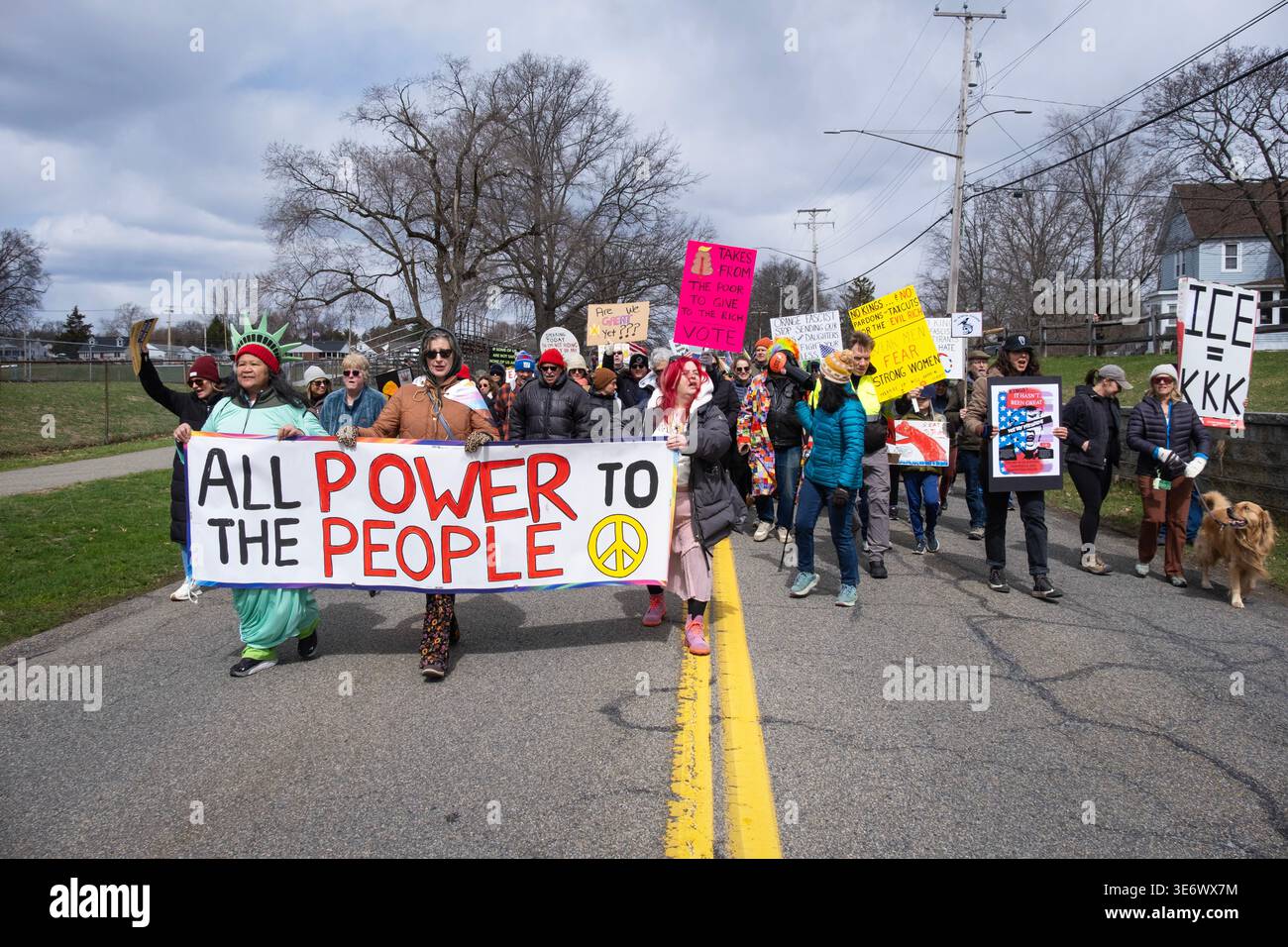 A scene from the 2026 No kings Day Rally in Beacon, New York with the ...