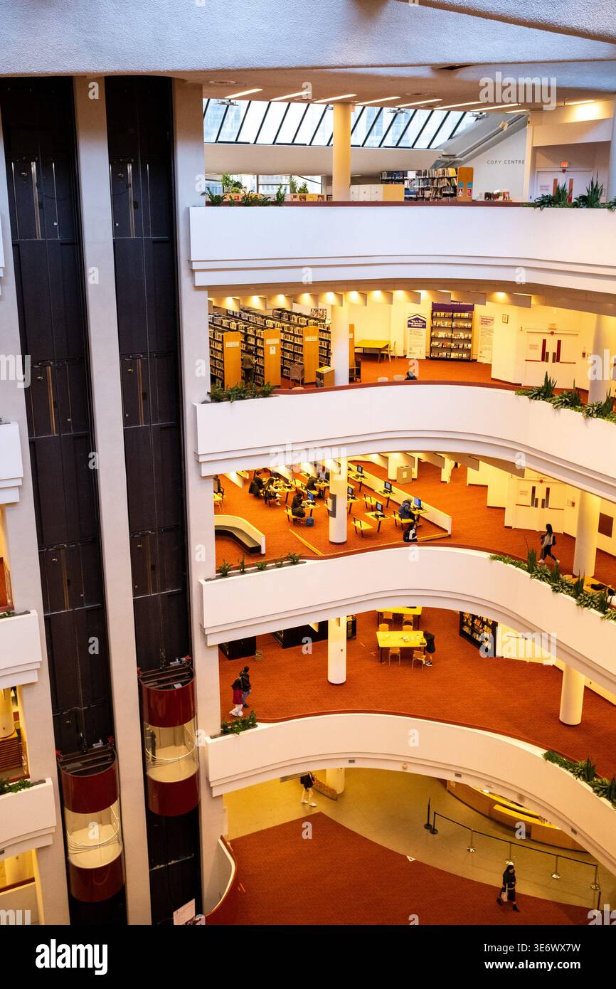 Interior view of the Toronto Reference Library, showing stacked reading ...