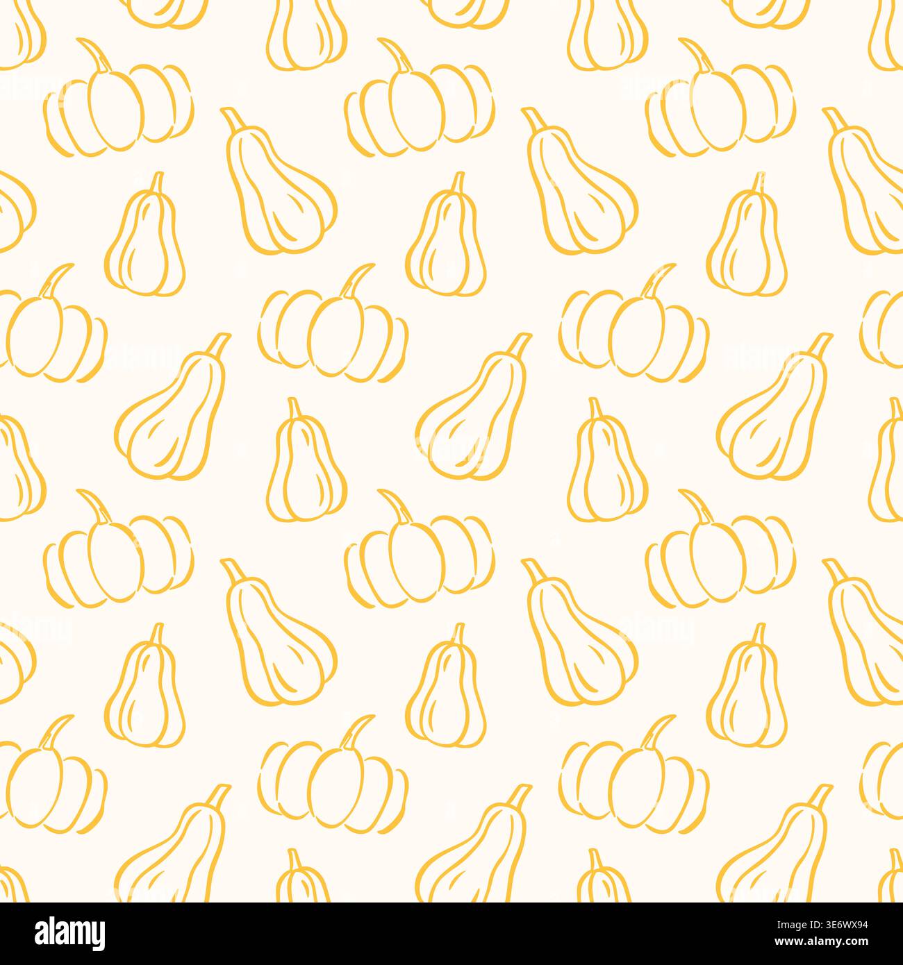 Pumpkins seamless vegetable pattern background Stock Vector