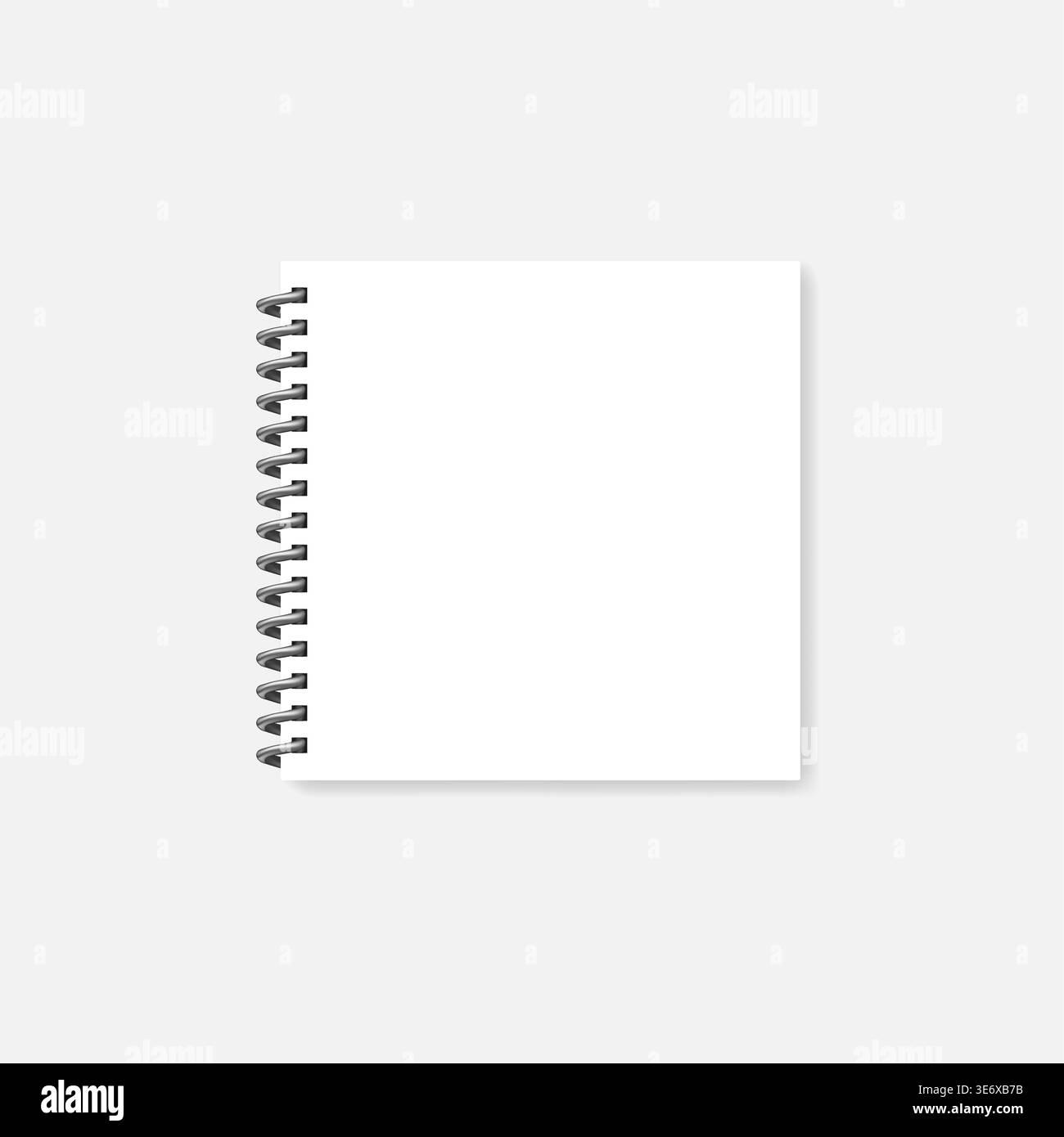 Spiral blank notebook, realistic vector mock-up. Wire bound empty notepad template. White square diary mockup Stock Vector