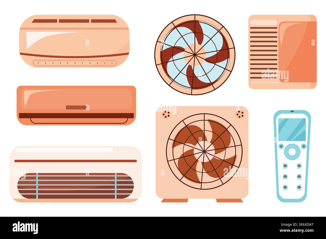 Collection of air conditioning units and remote controls in a flat ...