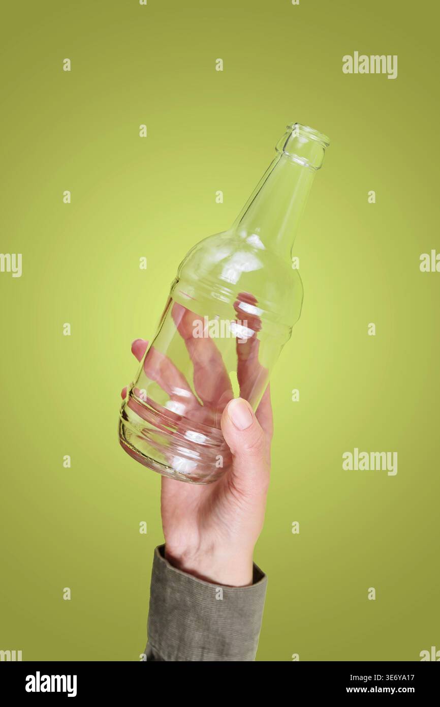 Empty bottle ready for sustainable recycling Stock Photo
