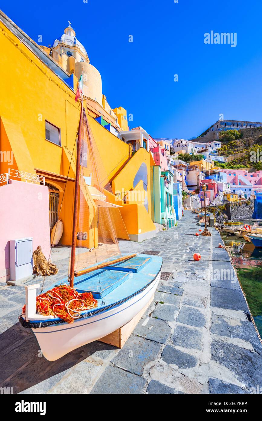 Procida, Italy. Charmins small town and marina on Phlegraean Islands. Stock Photo