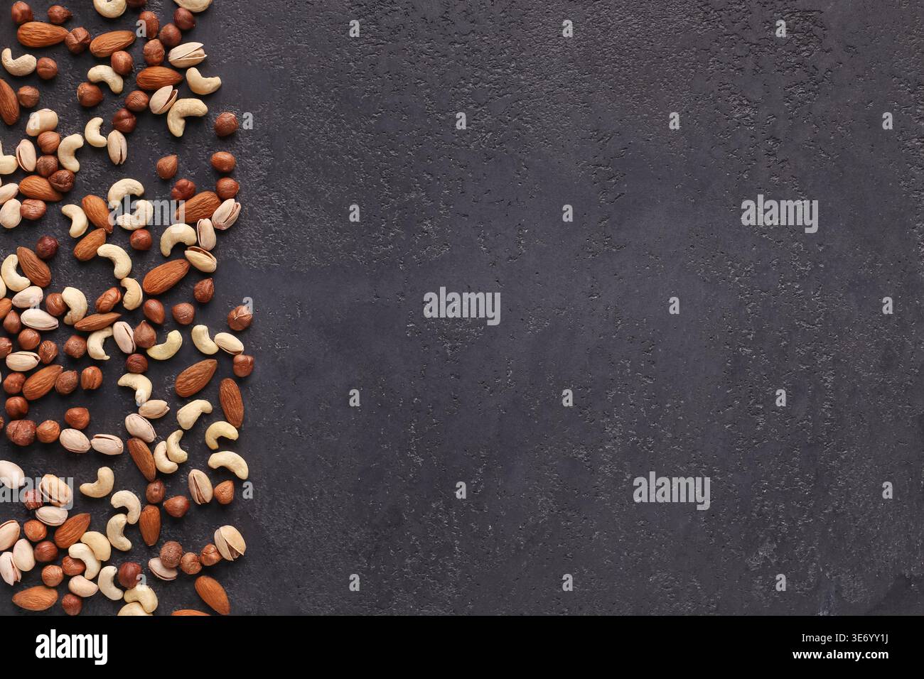 Background of mixed nuts with copy space Stock Photo