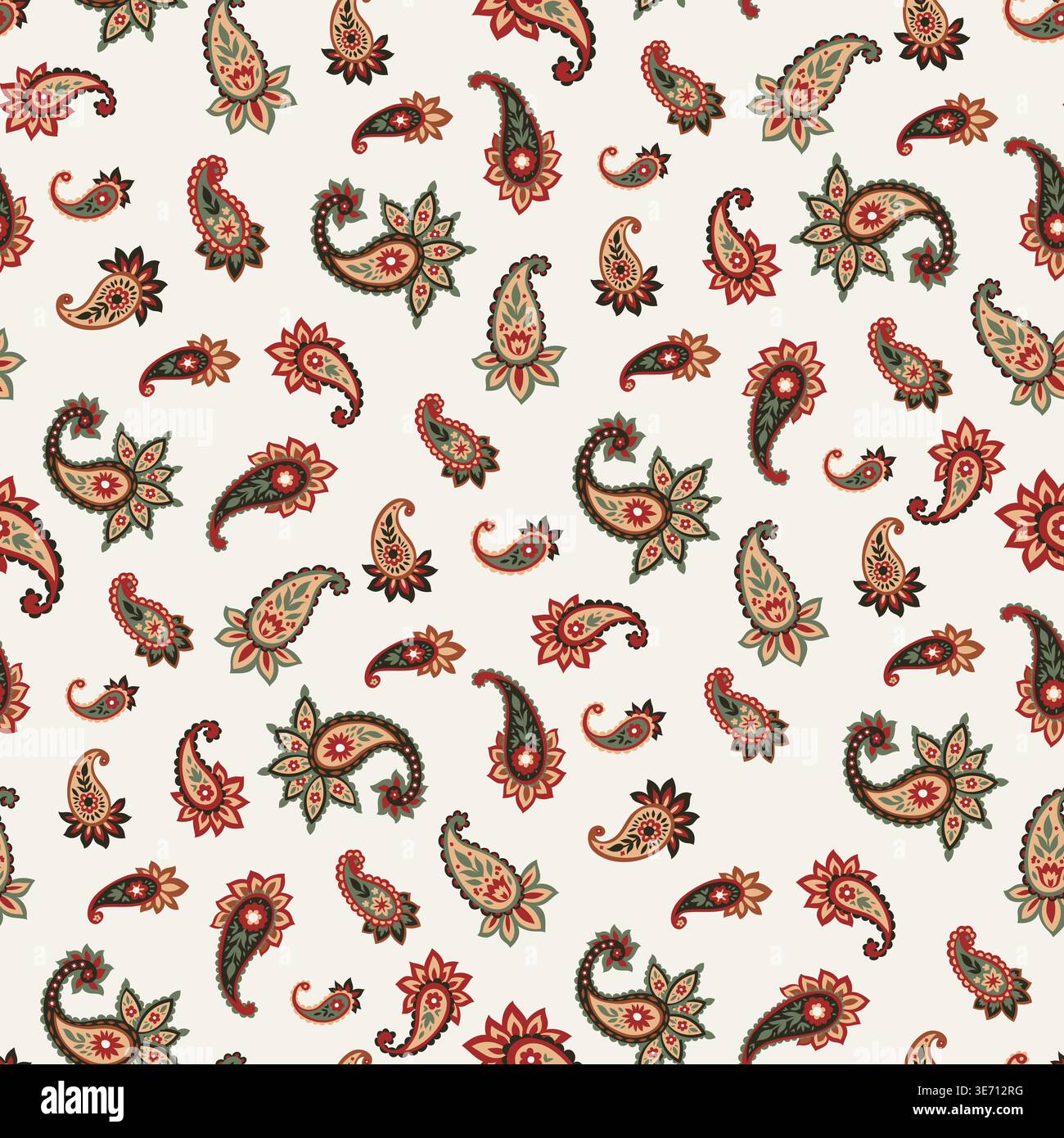 Ornate Traditional Symmetrical Paisley Pattern Design Stock Vector