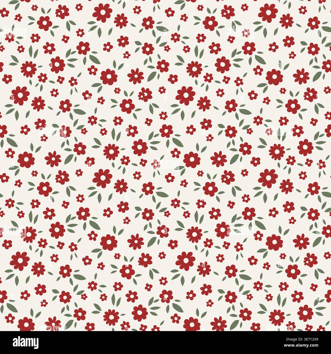 Delicate Folk Floral Sprig Pattern Art Stock Vector