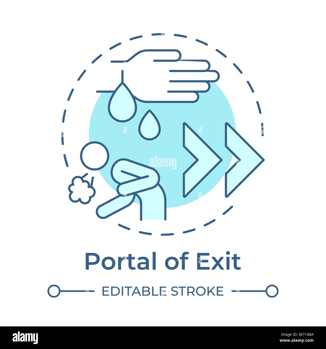 Portal of exit soft blue concept icon Stock Vector