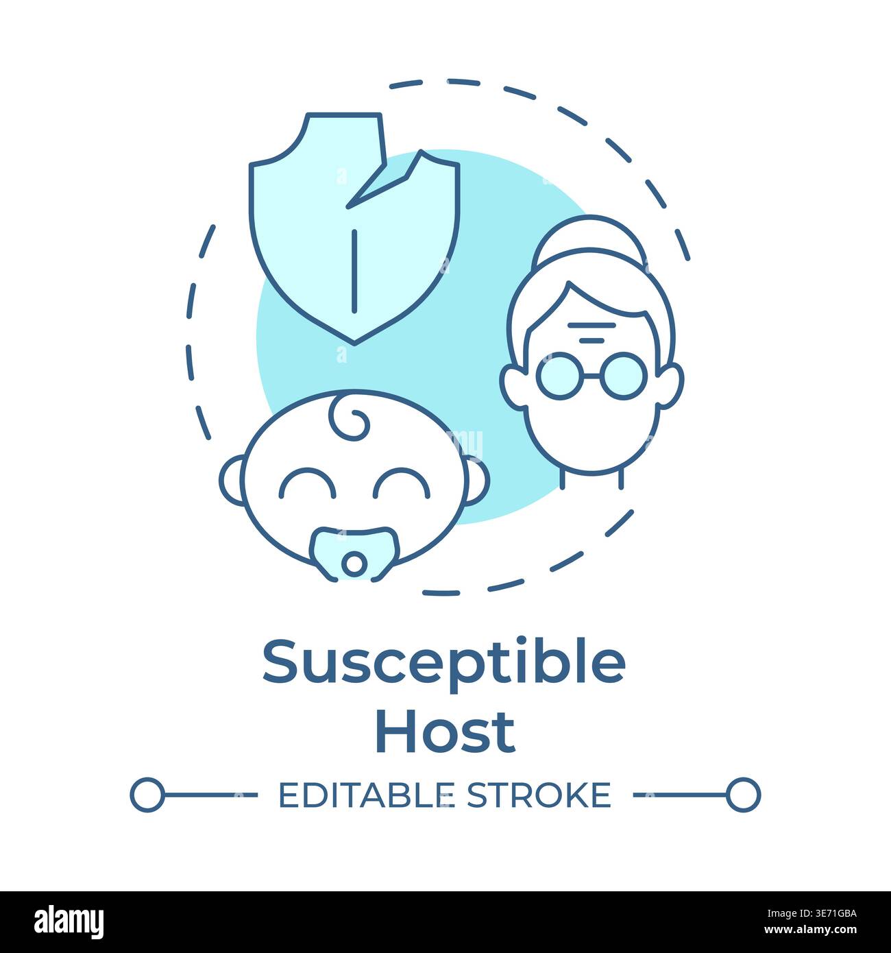 Susceptible host soft blue concept icon Stock Vector